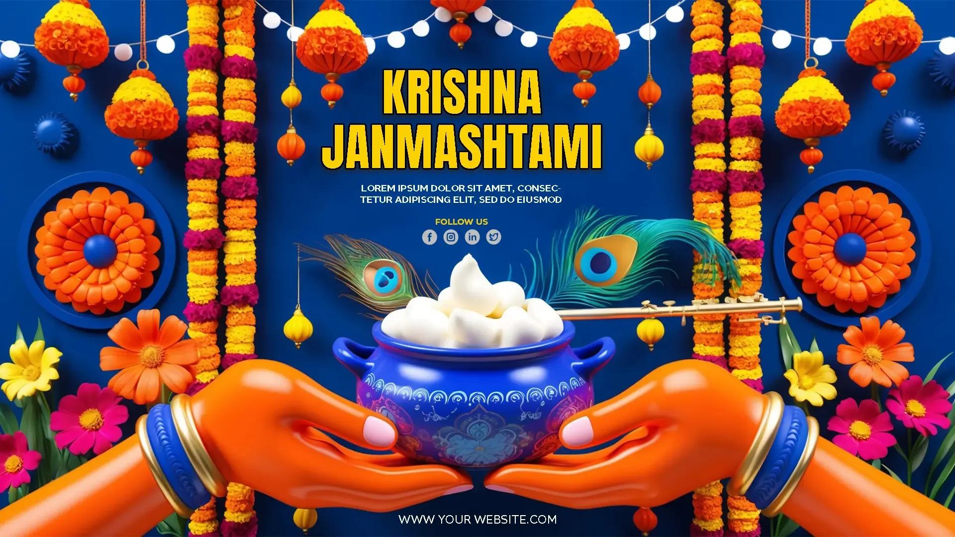 Celebrate Krishna Janmashtami with Stunning PSD Banner image